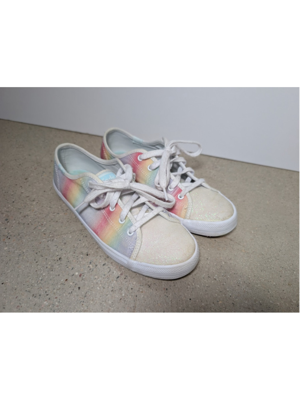 Keds Girls Pastel Rainbow Sparkle Tennis Athletic Slip-On Shoes Sz 3